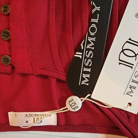 NWT Peasant Top, Bell Sleeve, Lace Inset, Henley Button Blouse - Picture 3 of 5